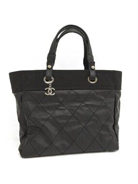 Chanel Paris Biarritz MM Tote Leather Black